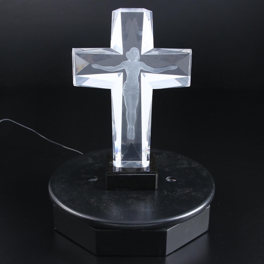 Frederick Hart 3D Laser Etched Acrylic Sculpture "Cross of the Millenium," 1995