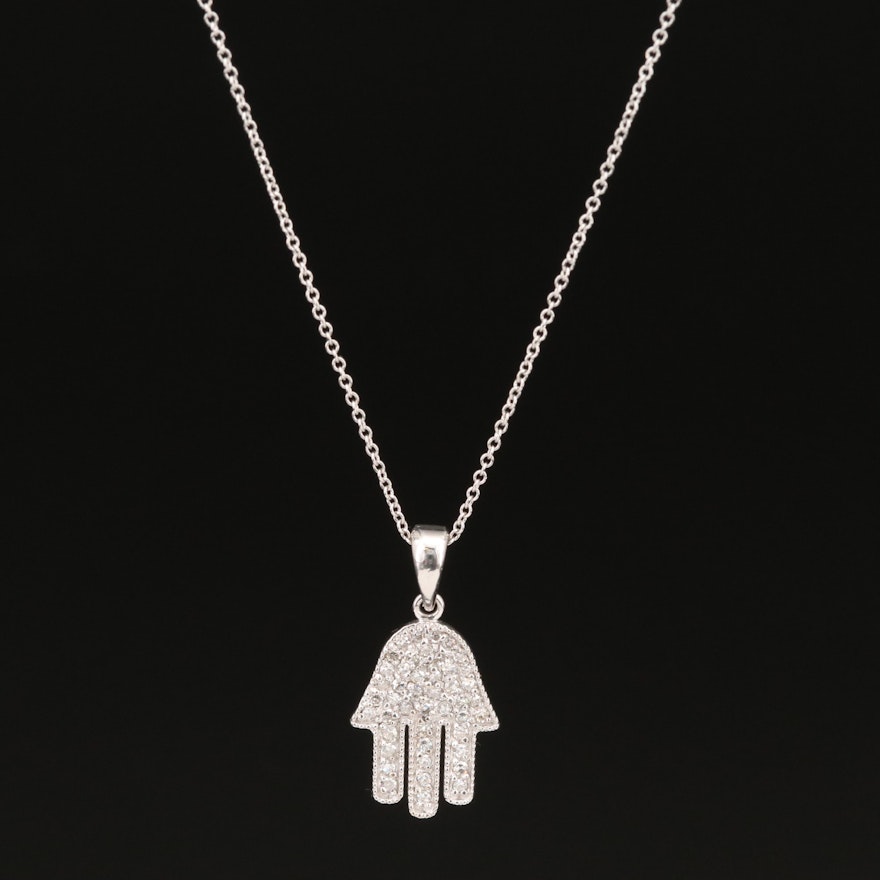 14K Diamond Hamsa Pendant Chain Necklace