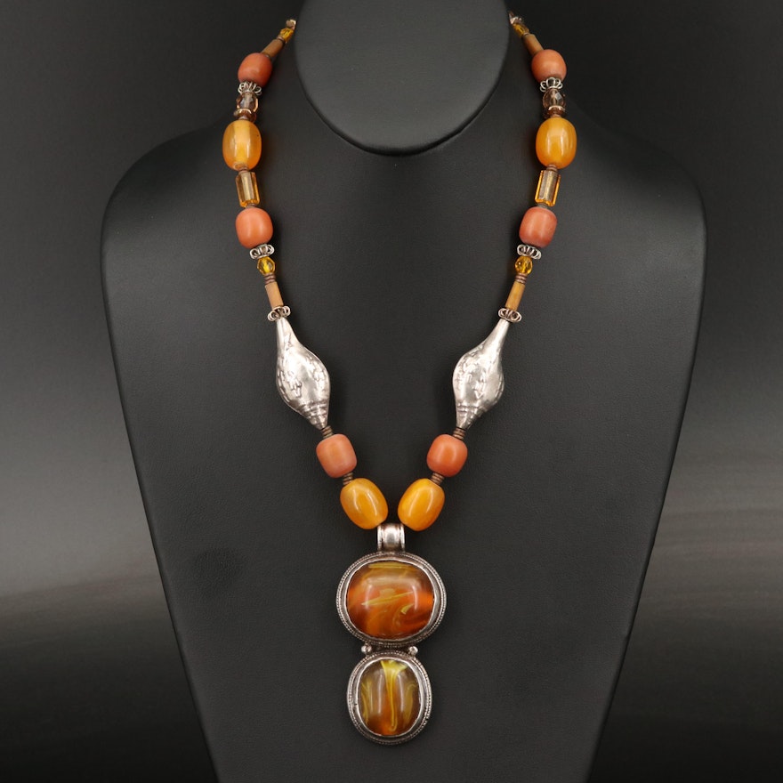 Contemporary Tibetan Handcrafted Necklace in the Classic Tribal Jewelry Style