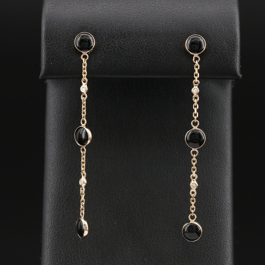 EFFY 14K Black Onyx and Diamond Drop Earrings