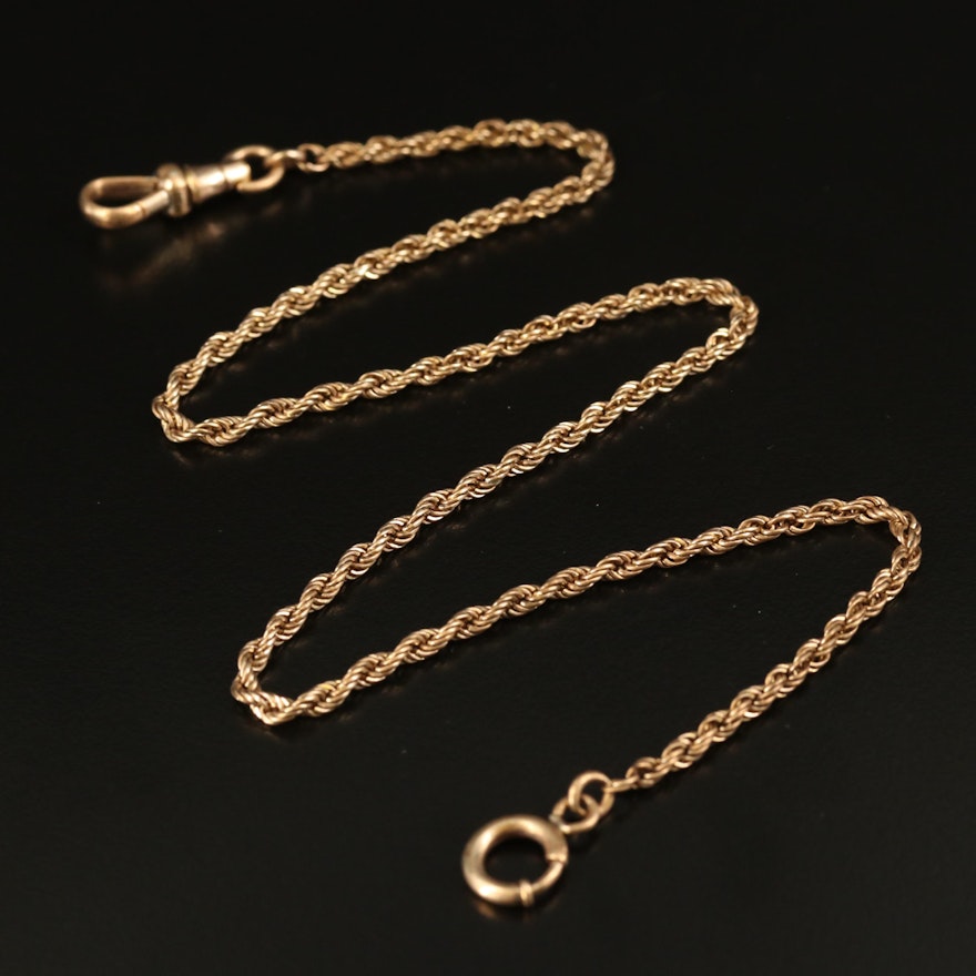 Vintage Rope Watch Fob Chain