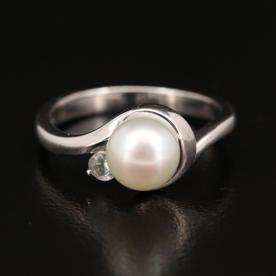 Blue Lagoon by Mikimoto Sterling Silver Pearl and Sapphire Ring