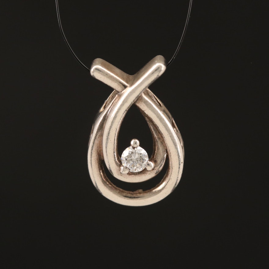 Sterling Diamond Solitaire Loop Pendant