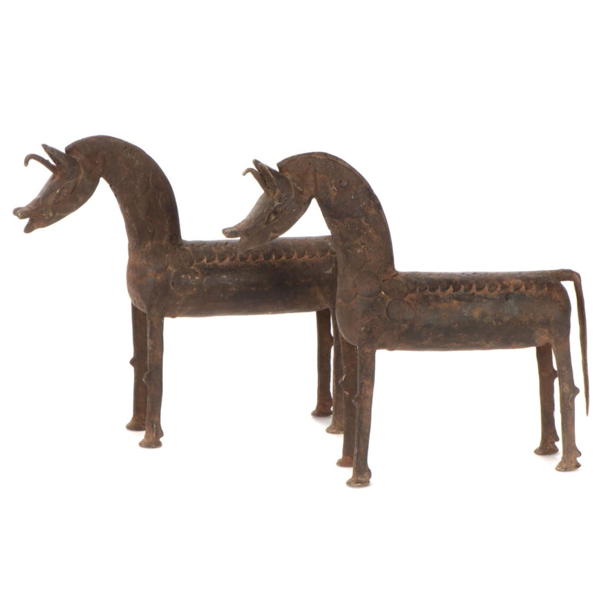 West African Brass Horse Sculptures