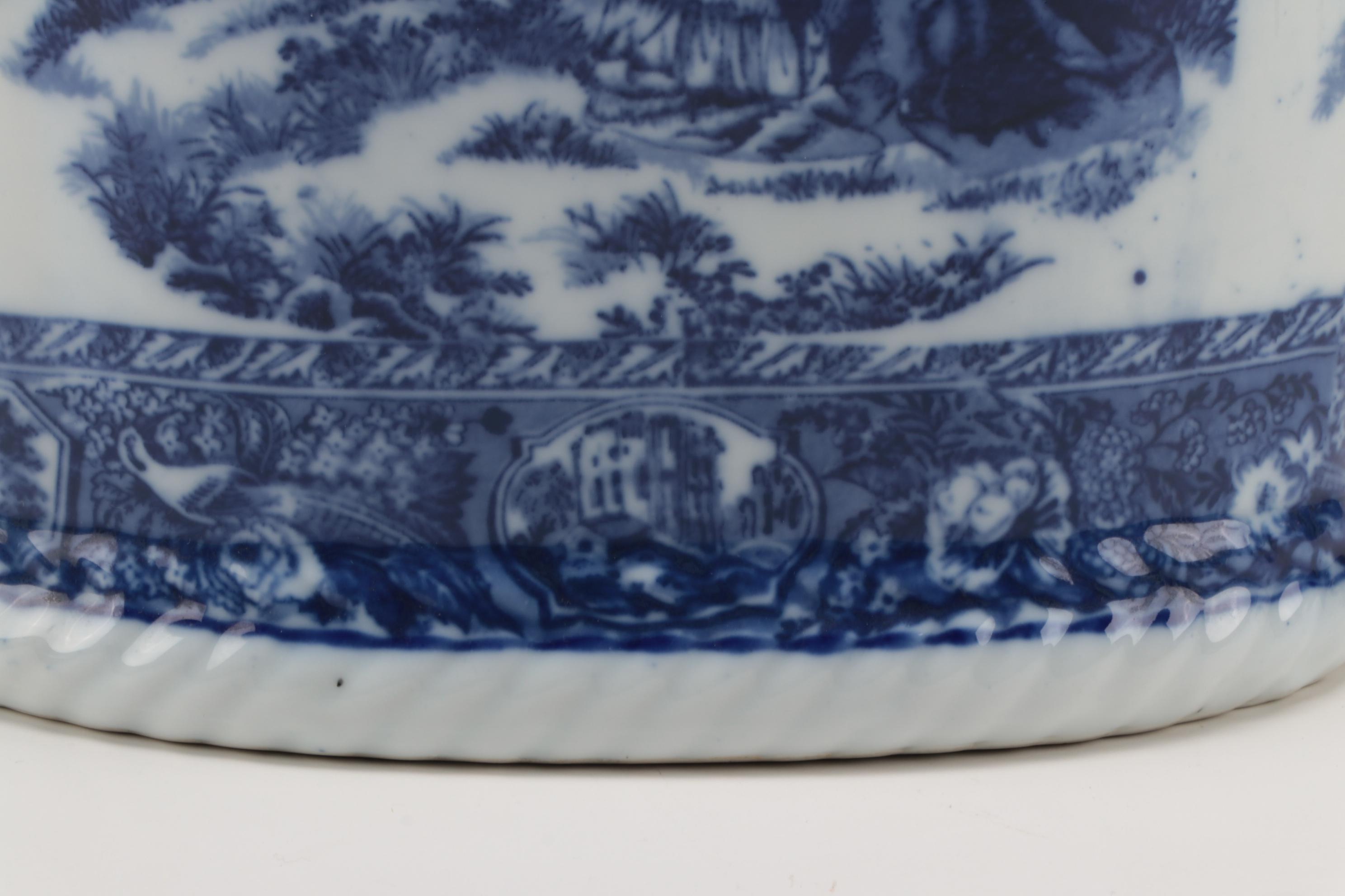 Victoria Ware Blue and White Ironstone Umbrella Stand, Late 20th Century