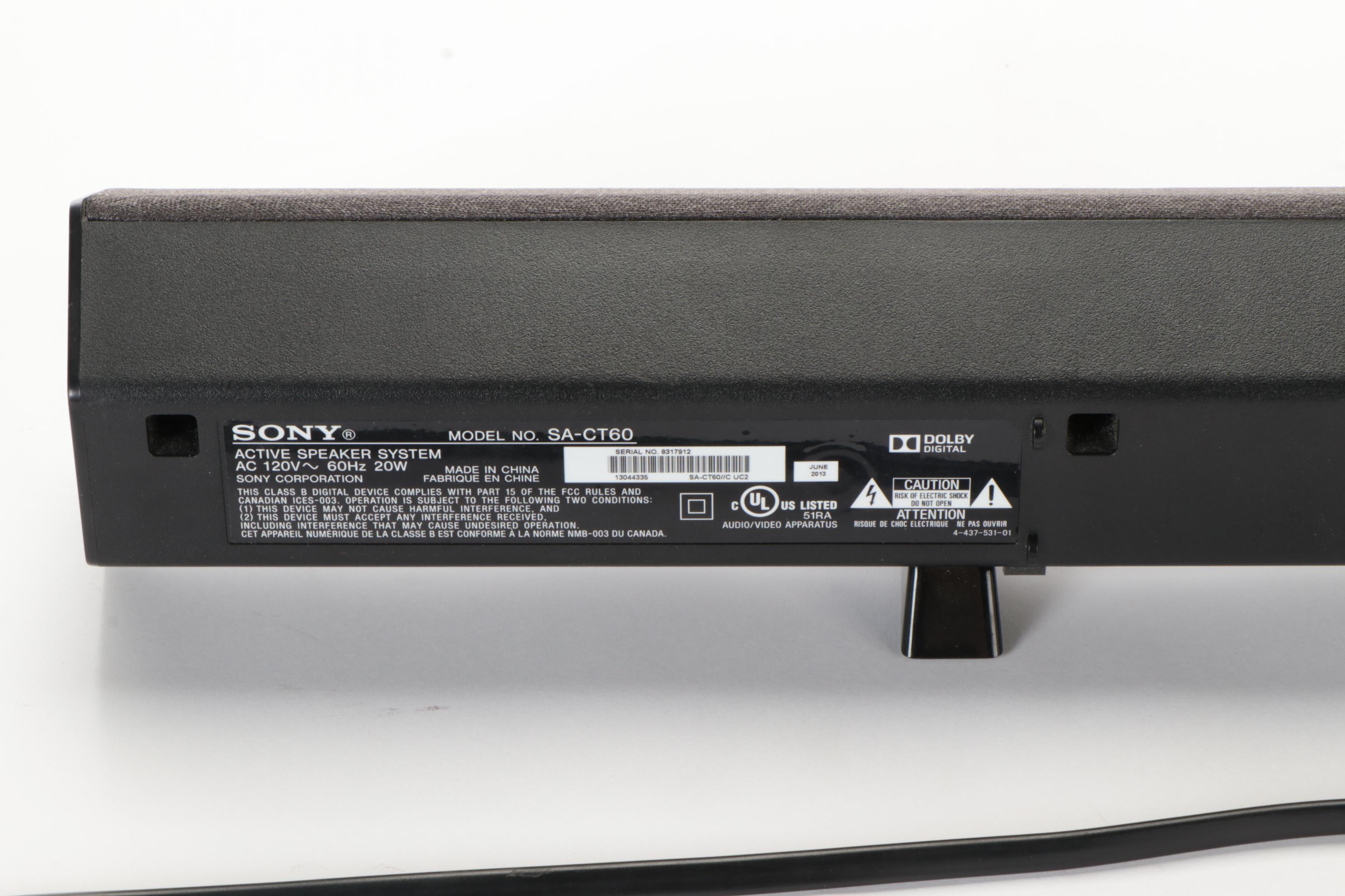 Sony SA-CT60 Soundbar and Subwoofer with BDP-S360 Blu-ray Player