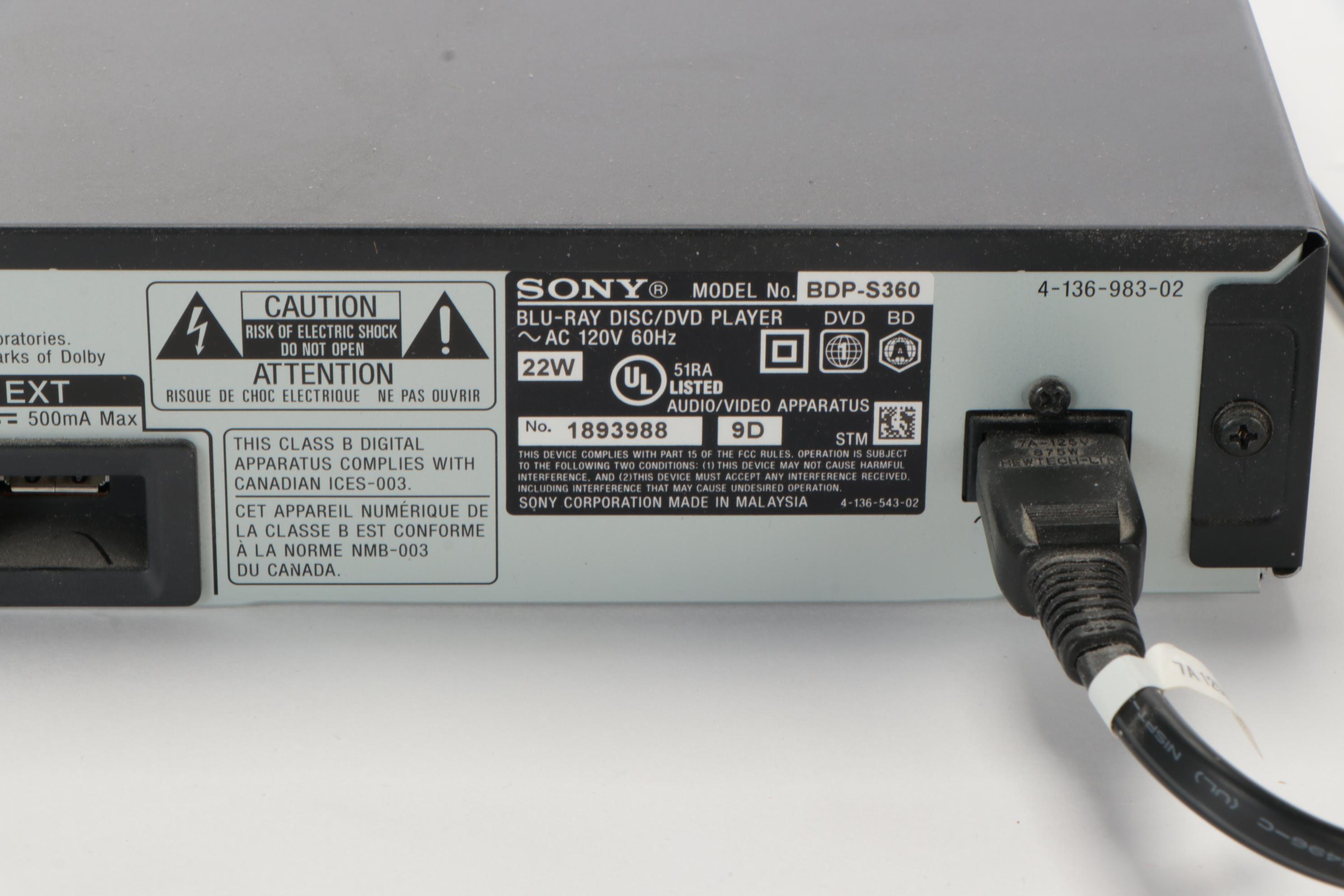 Sony SA-CT60 Soundbar and Subwoofer with BDP-S360 Blu-ray Player