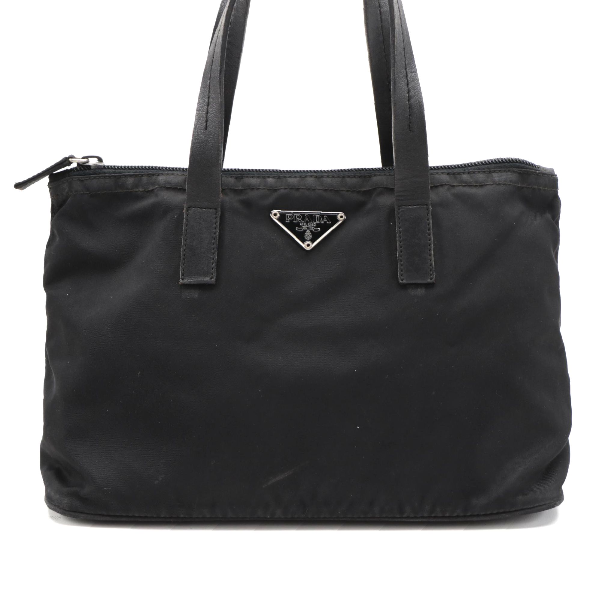 Prada Black Tessuto Nylon Tote with Leather Trim