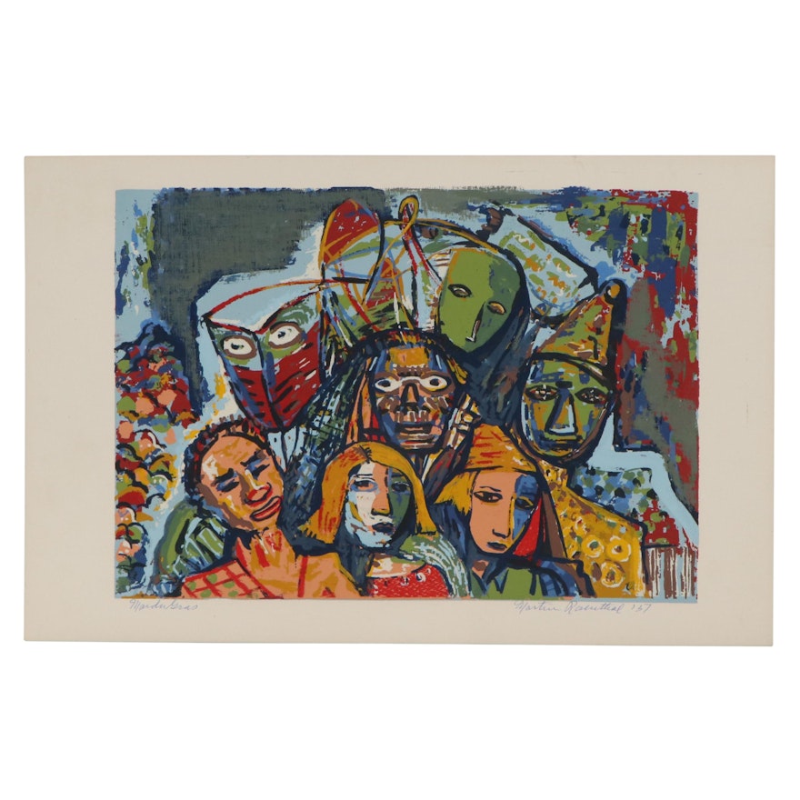 Martin Rosenthal Serigraph "Mardi Gras," 1951