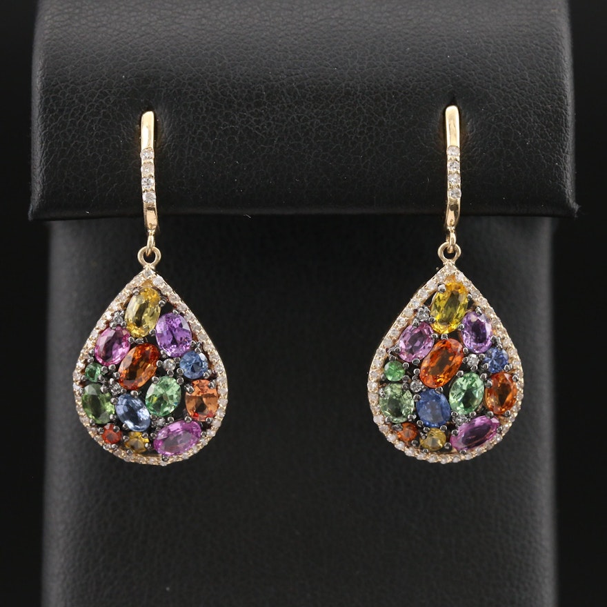 EFFY 14K Garnet, Diamond and Gemstone Cluster Earrings
