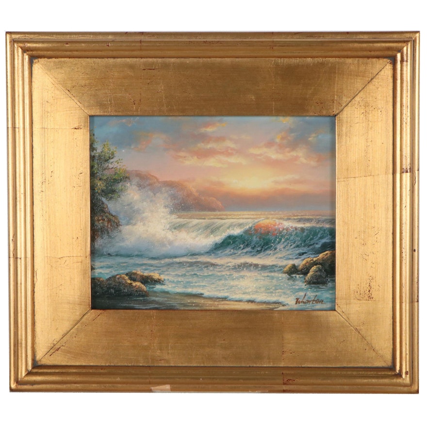 Thomas Wharton Seascape Oil Painting, circa 2000