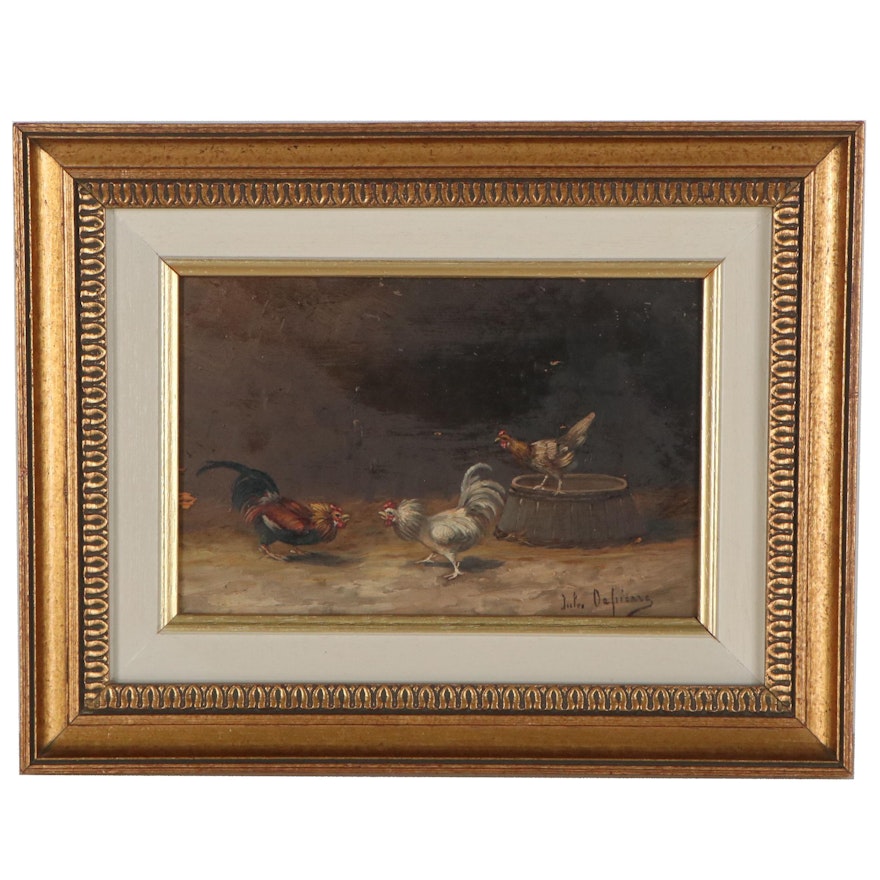 Oil Painting of Roosters, circa 1900