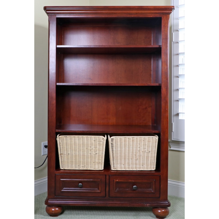 Modular Mahogany Stained Bookshelf Cabinet