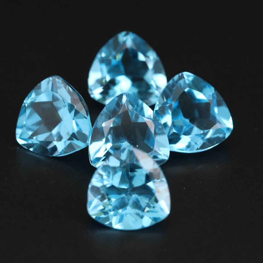 Loose 19.70 CTW Trillion Faceted Swiss Topaz