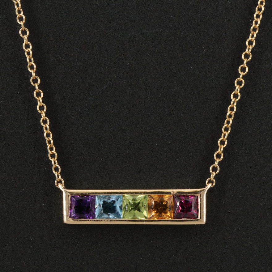 EFFY 14K Gemstone Bar Necklace