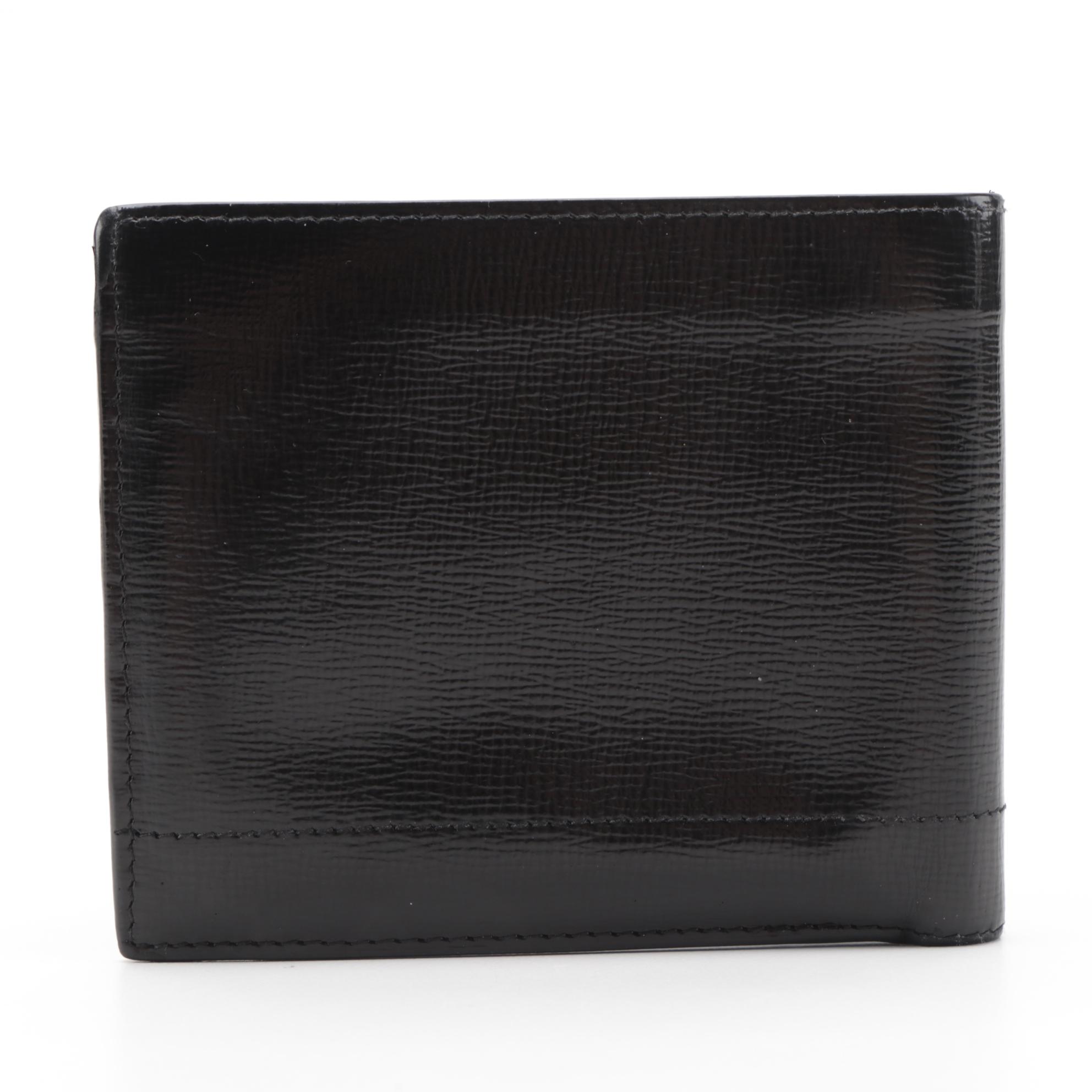 Prada Black Patent Saffiano Leather Bifold Wallet