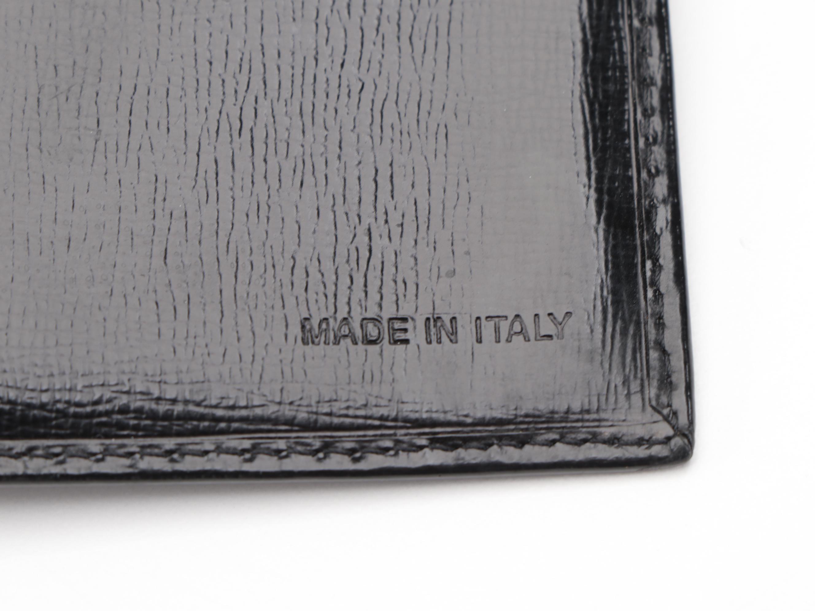 Prada Black Patent Saffiano Leather Bifold Wallet