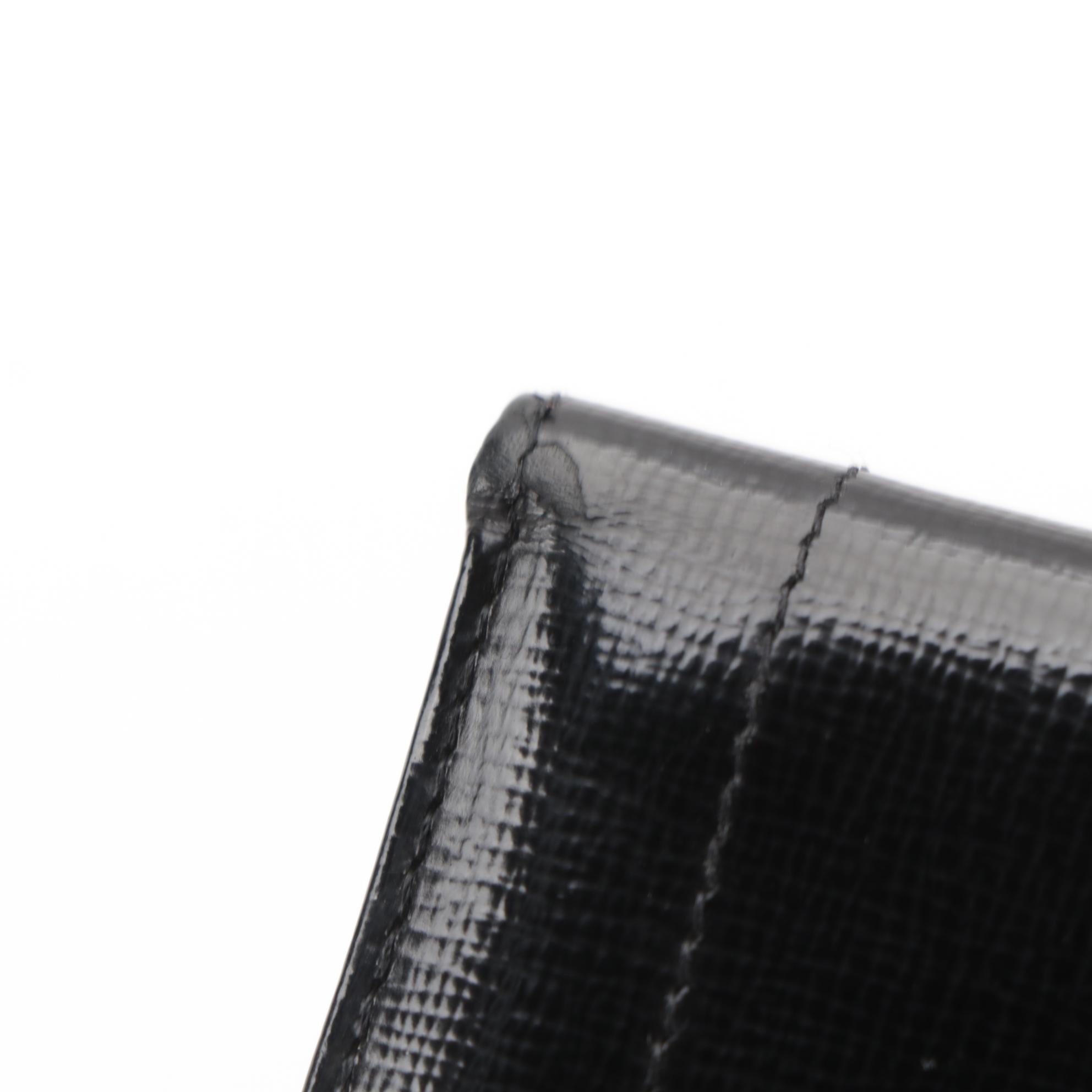 Prada Black Patent Saffiano Leather Bifold Wallet