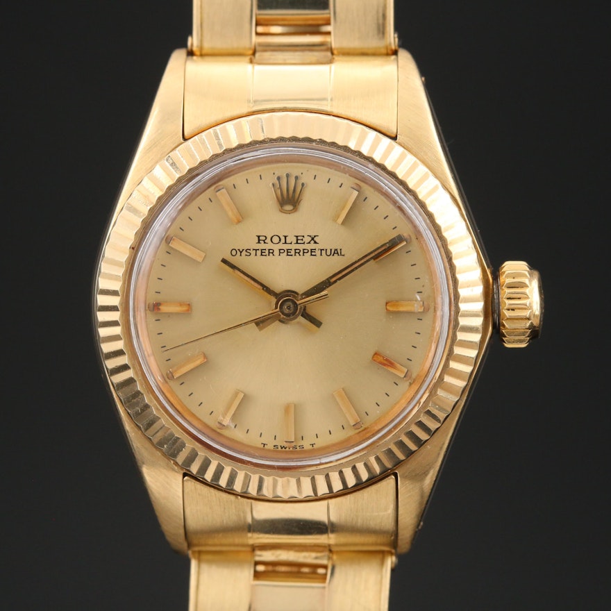 1979 Rolex Oyster Perpetual 6719 14K Gold Automatic Wristwatch