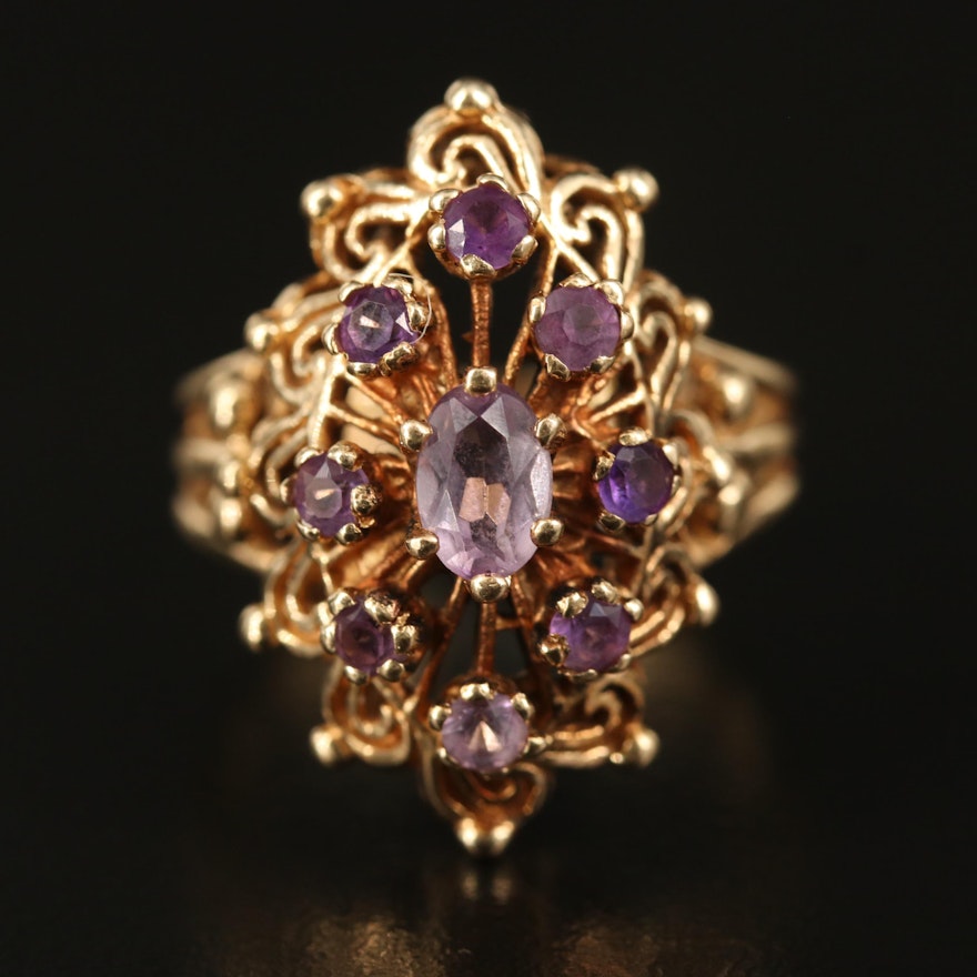 14K Amethyst Openwork Ring