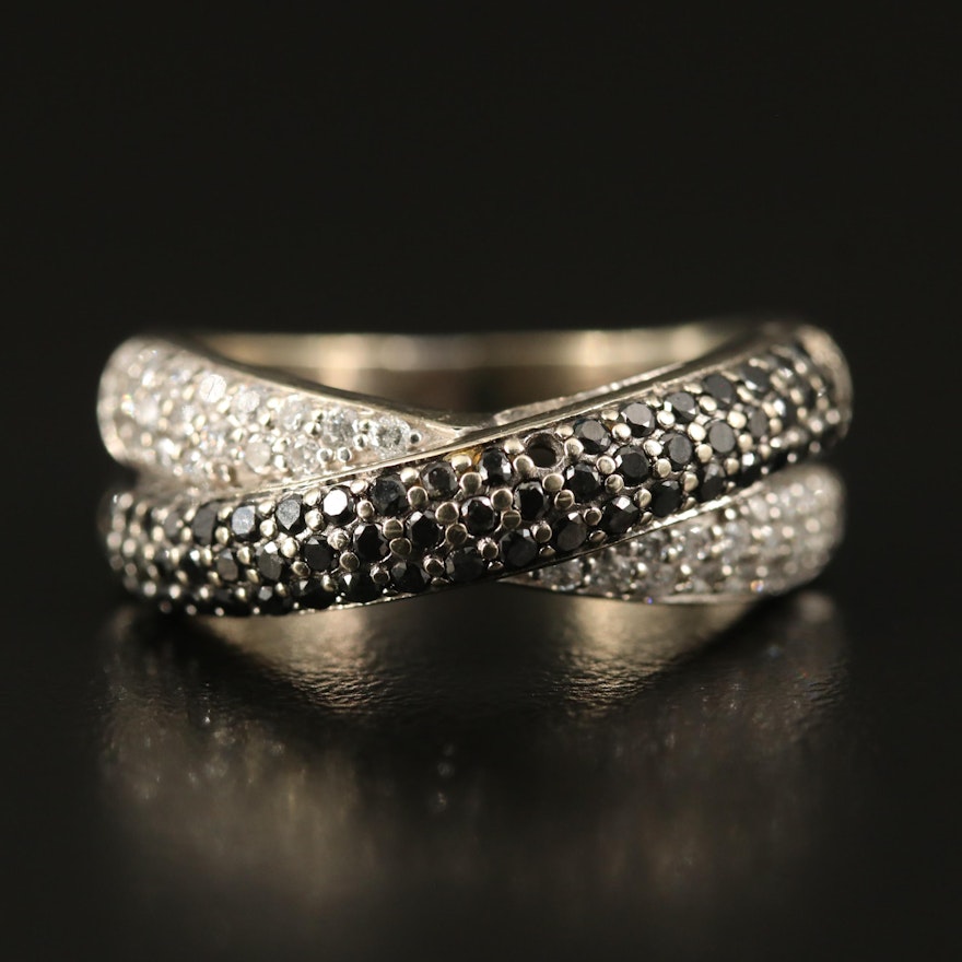 10K Diamond Crossover Ring