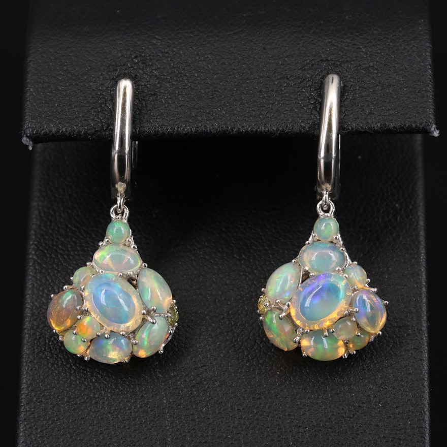 Sterling Opal Cluster Earrings