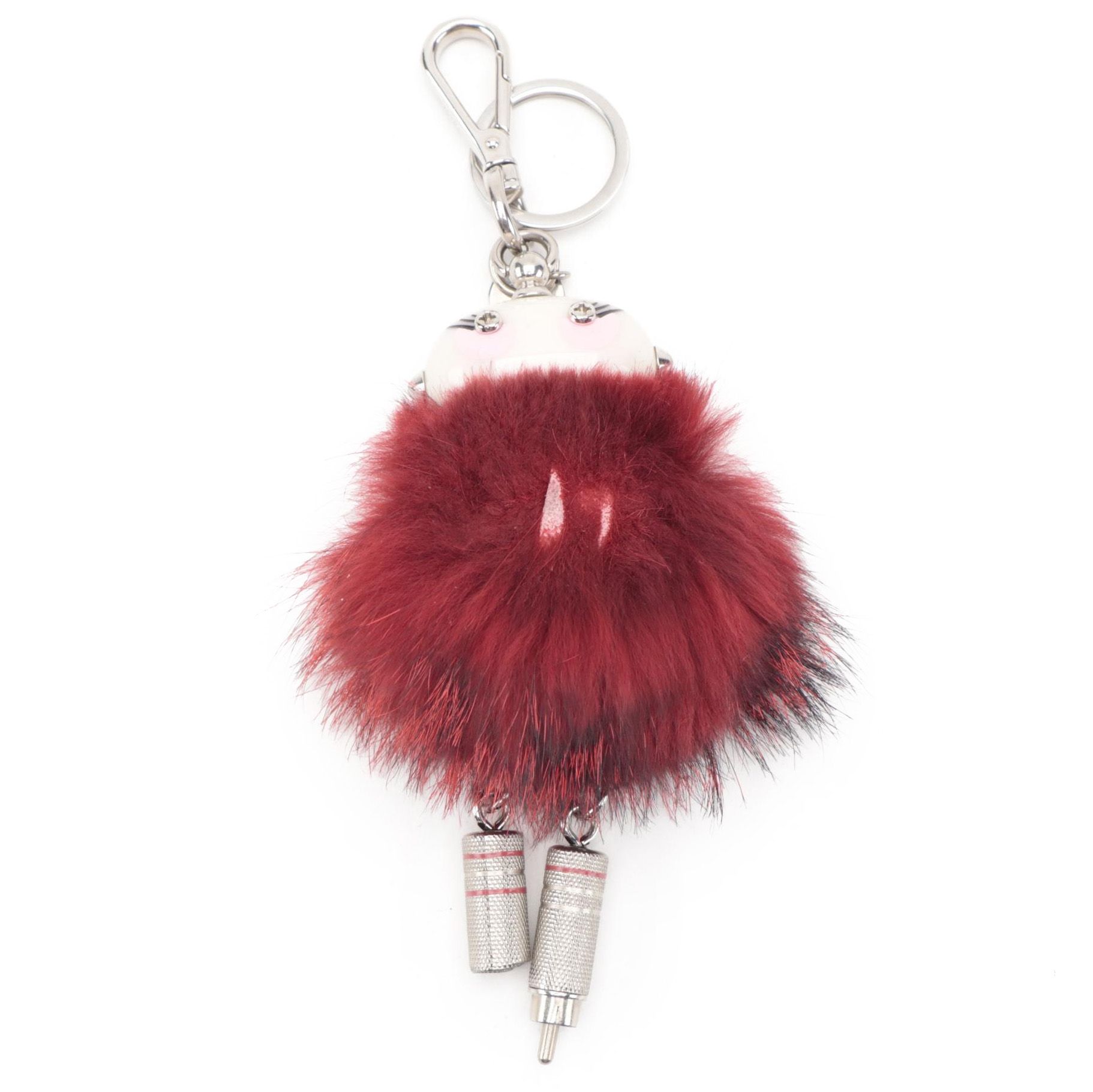 Prada Millie Trick Keychain in Red Dyed Fox Fur