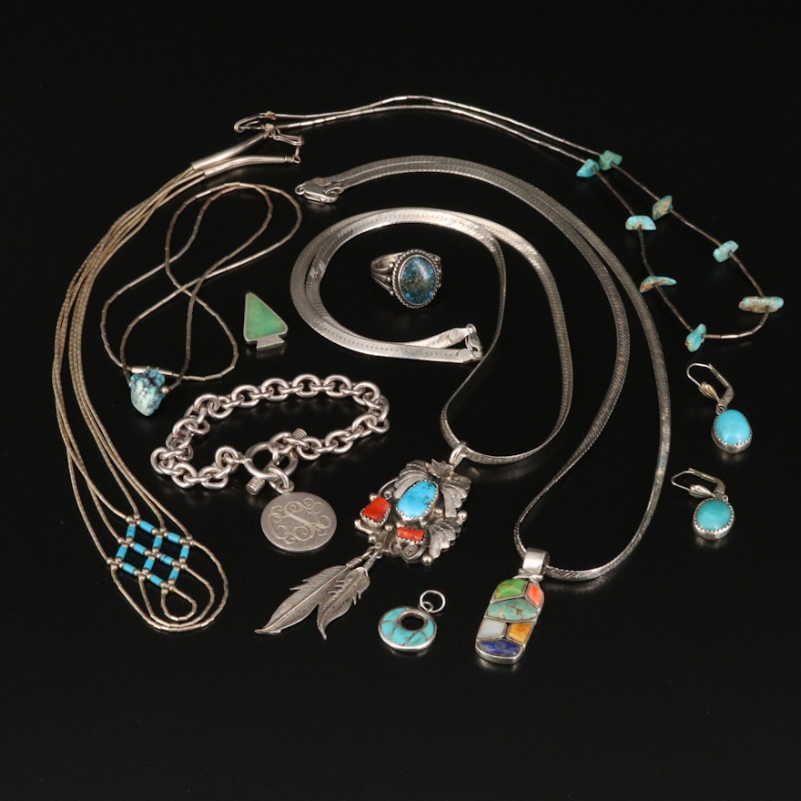 Edison and Laurenda Bobelu Zuni Pendant and other Southwestern Style Jewelry