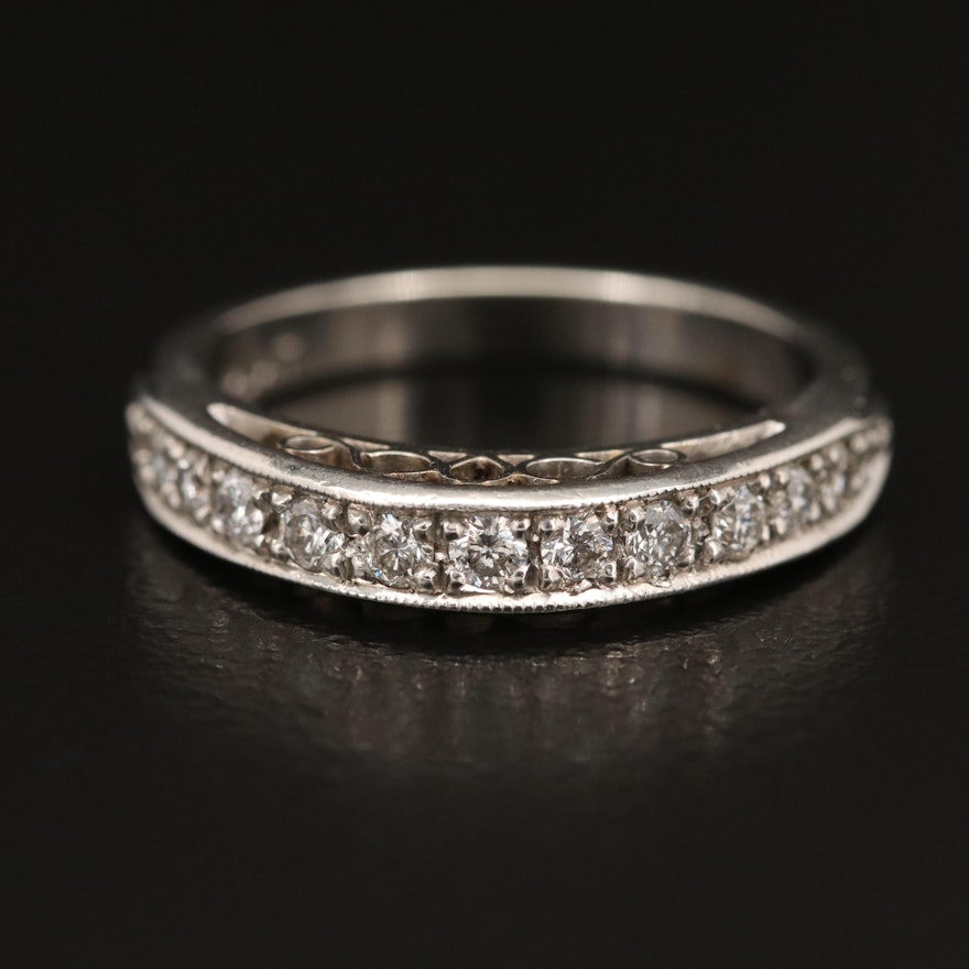 Platinum Diamond Ring with Milgrain Details