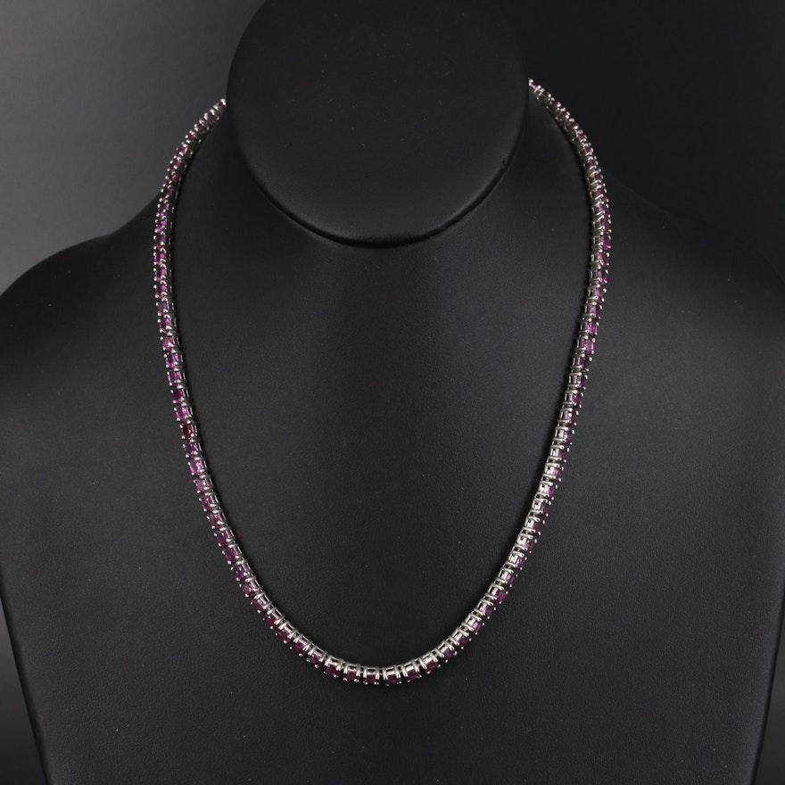 Sterling Rhodolite Garnet Line Necklace