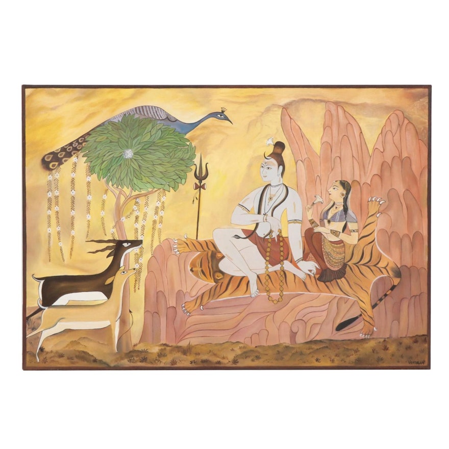Veena Bansal Oil Painting "Siva and Pãrvati in Landscape," 2004