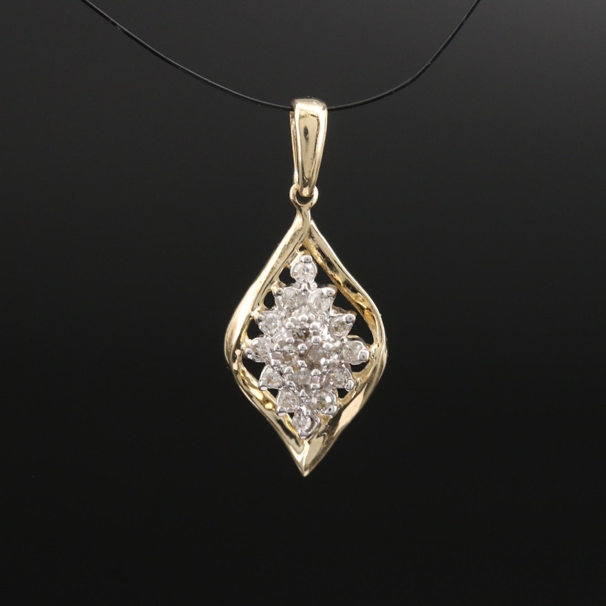 10K Diamond Cluster Pendant