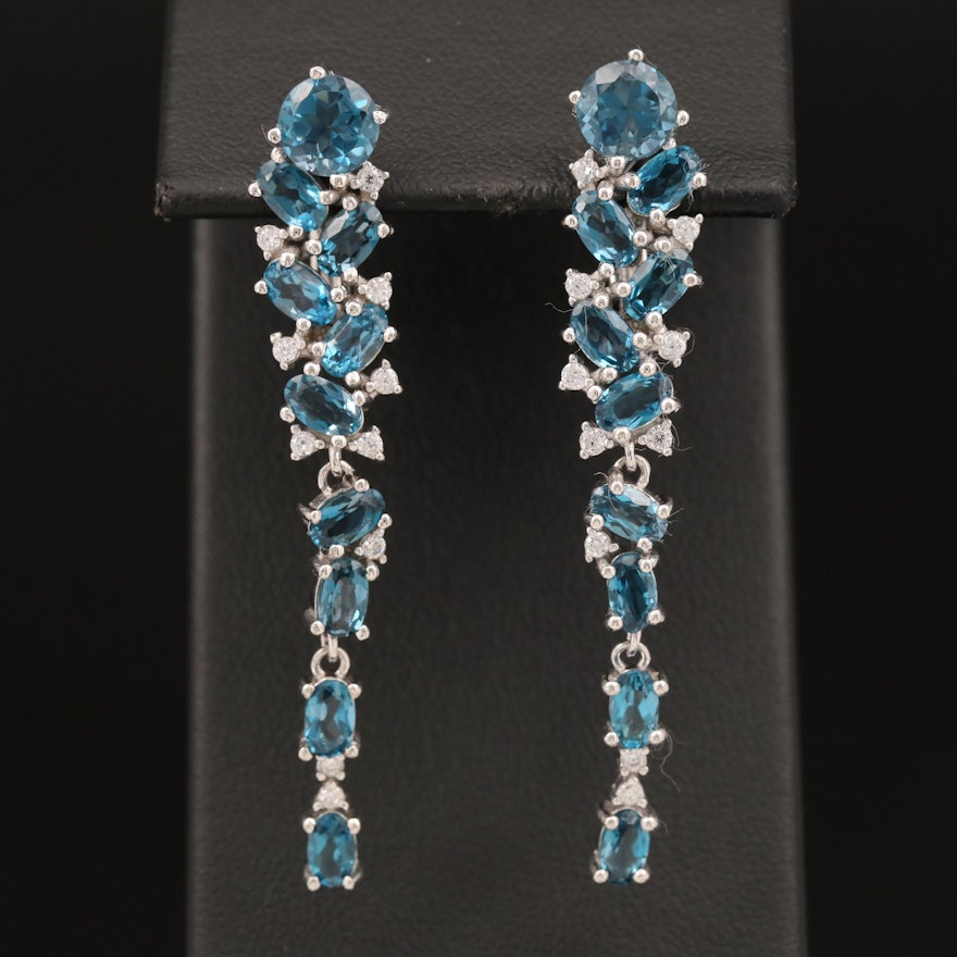 Sterling Topaz and Cubic Zirconia Earrings
