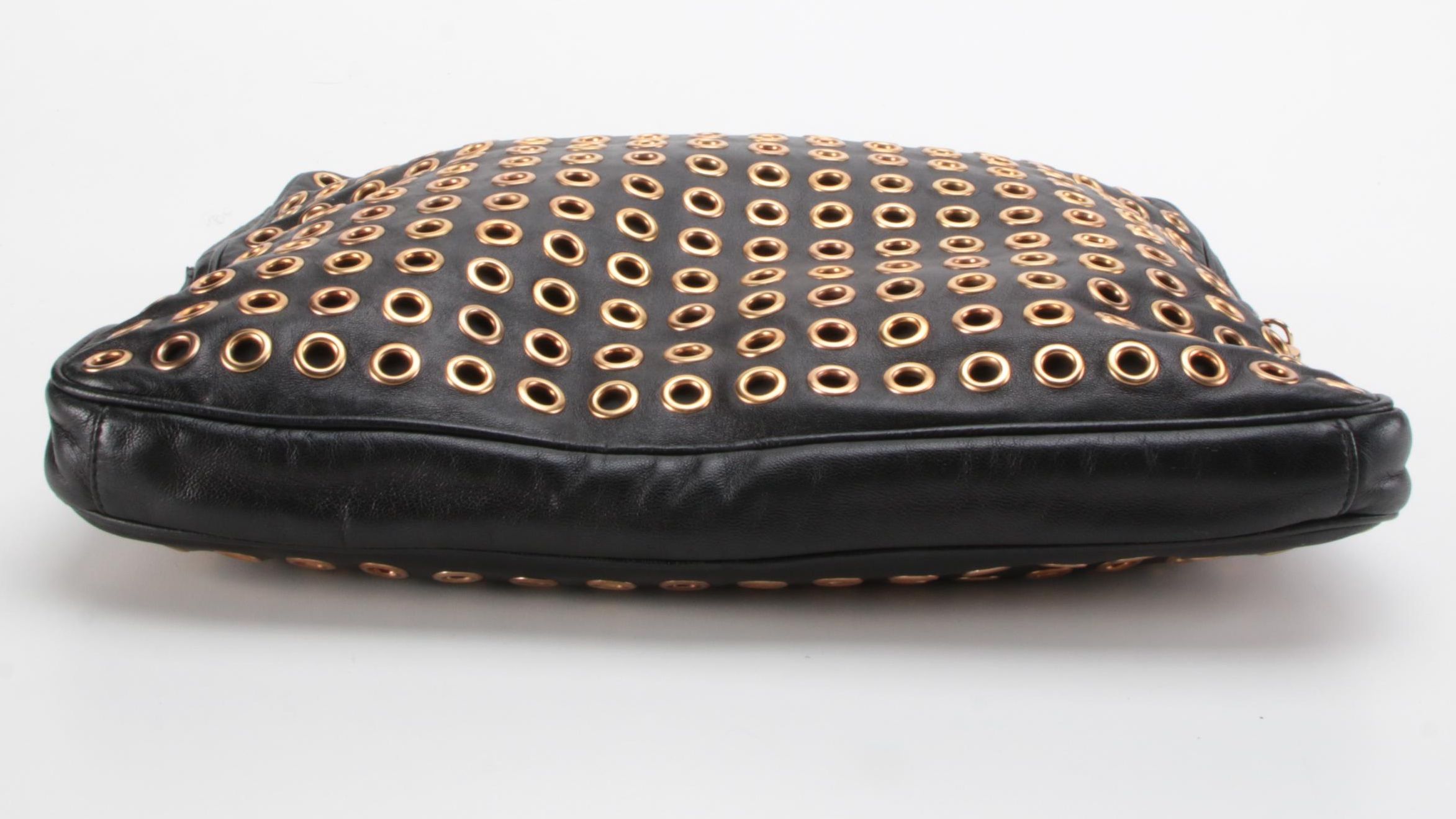 Prada Grommet Lock Shoulder Bag in Black Nappa Leather