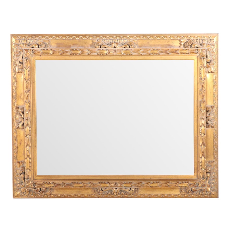 Rectangular Baroque Style Giltwood Framed Wall Mirror