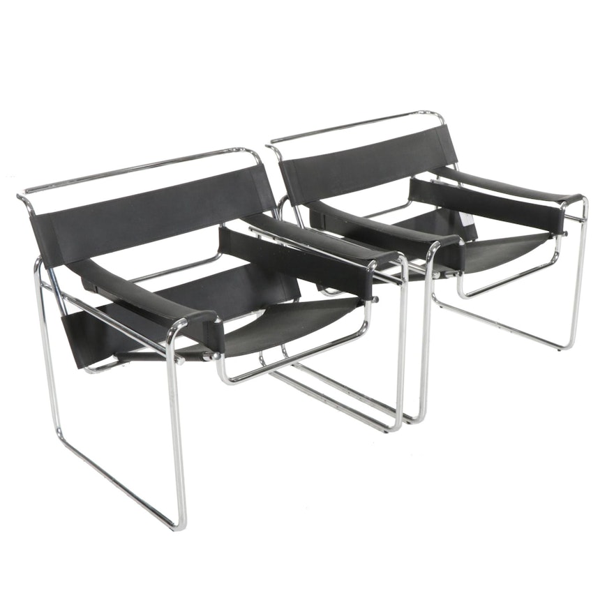 Pair of Italian "Wassily" Style Lounge Chairs, after Marcel Breuer