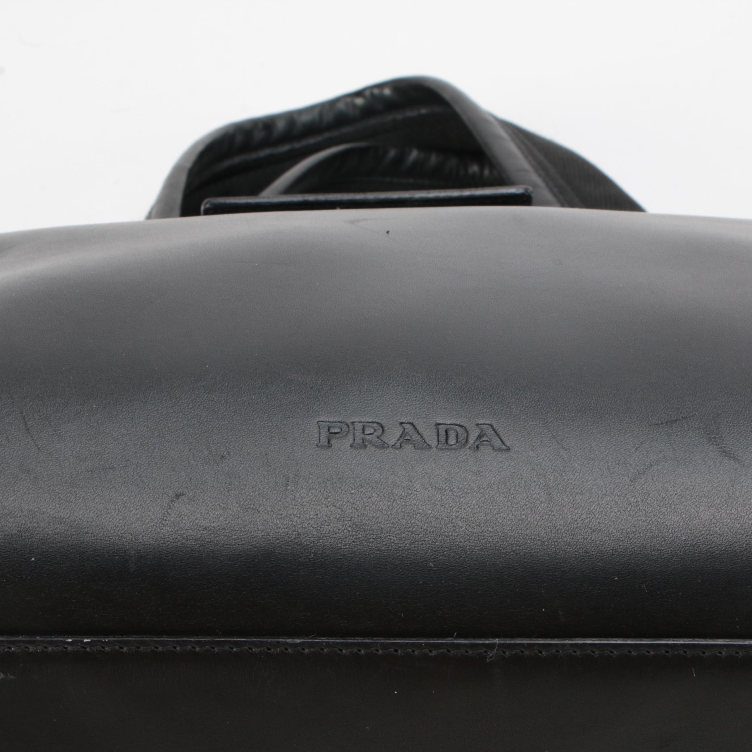 Prada Black Leather Tote Bag