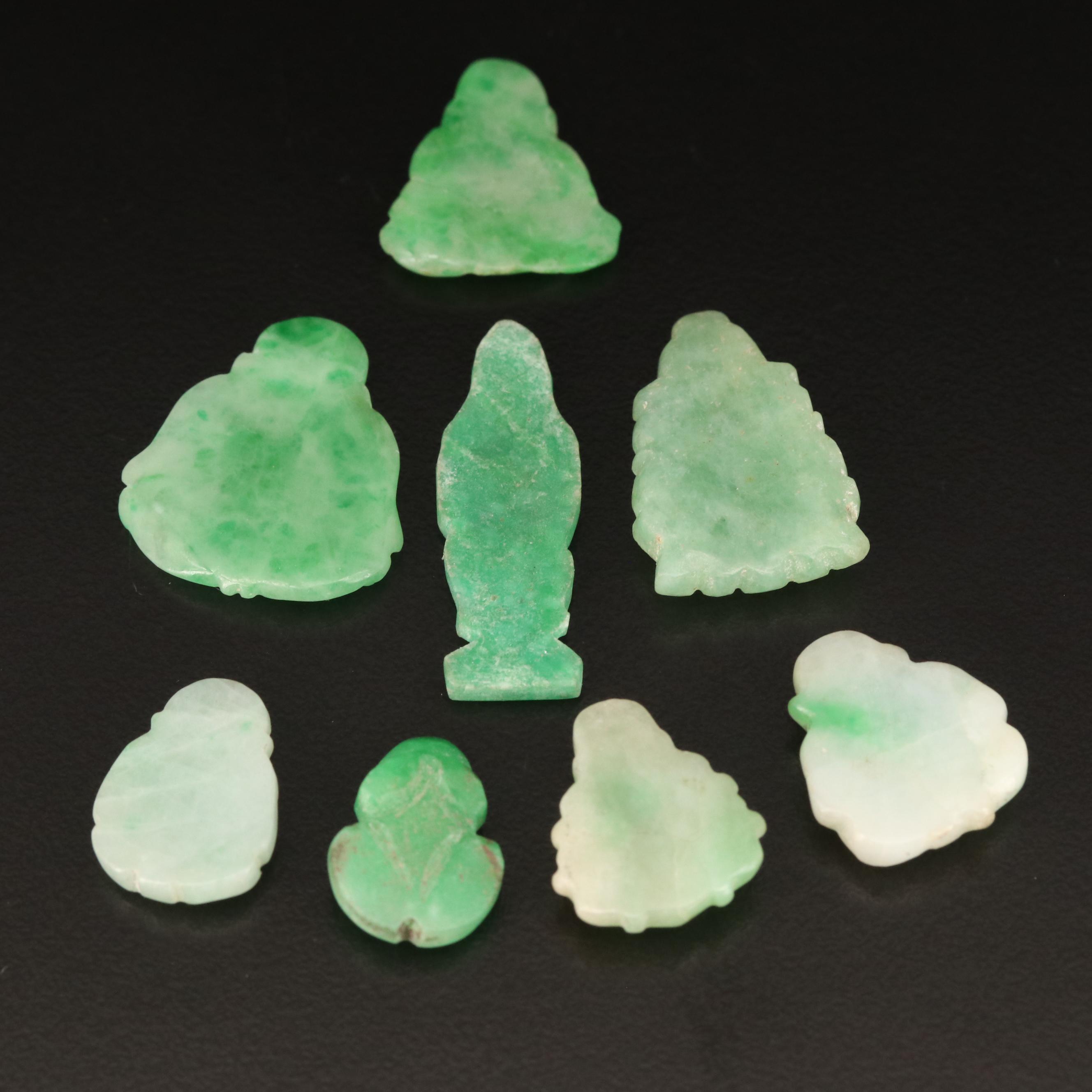 Loose Carved Jadeite Featuring Budai and Frog