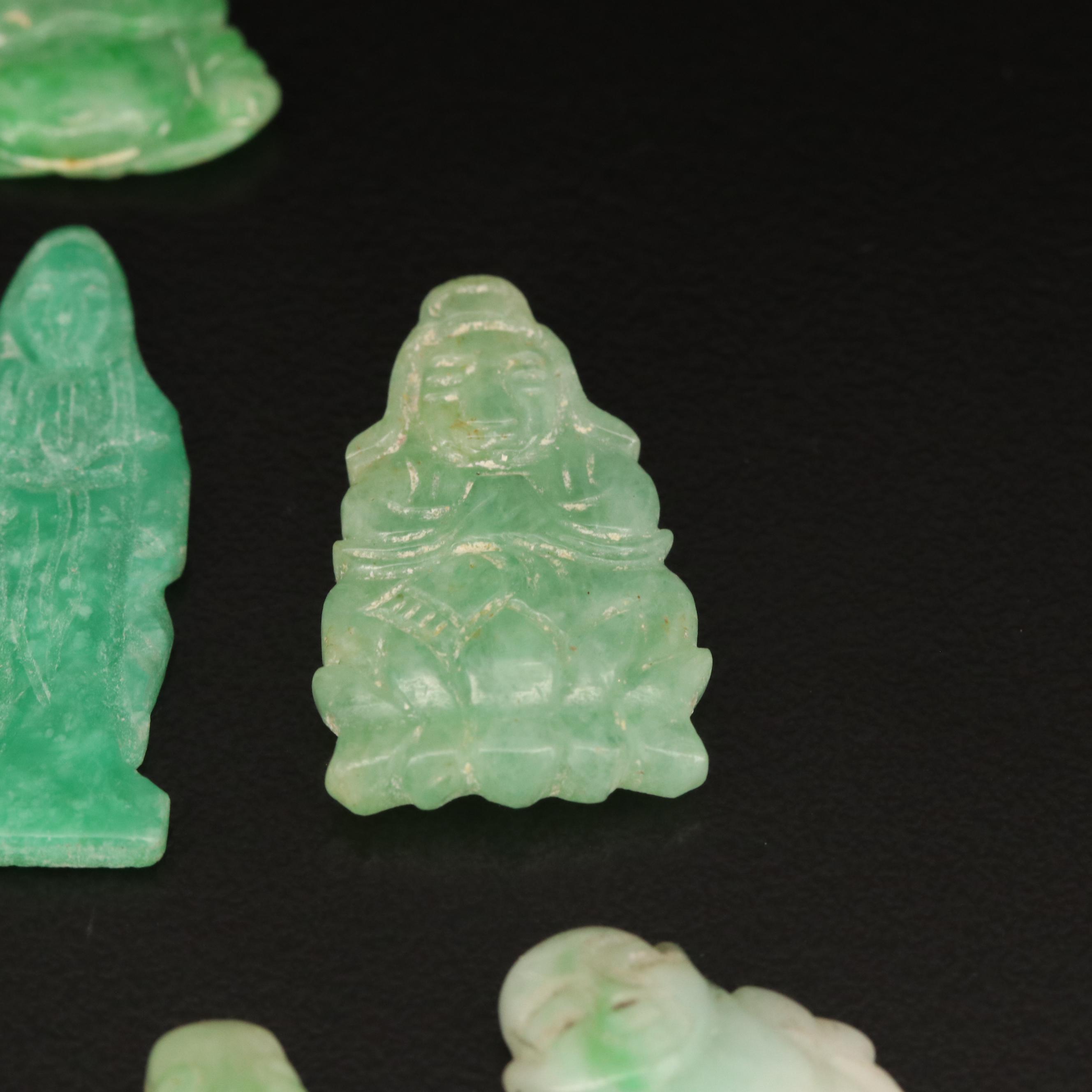 Loose Carved Jadeite Featuring Budai and Frog