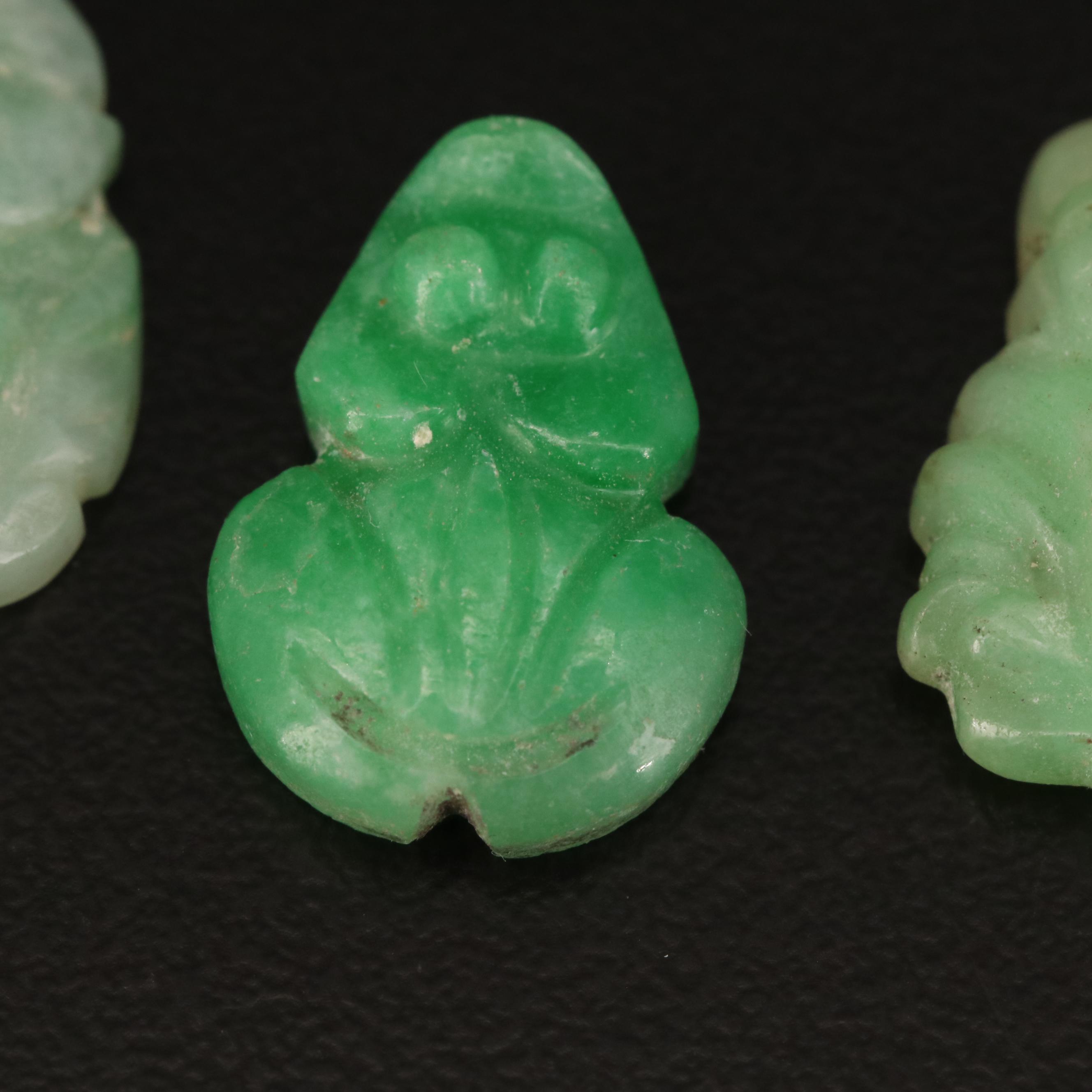 Loose Carved Jadeite Featuring Budai and Frog