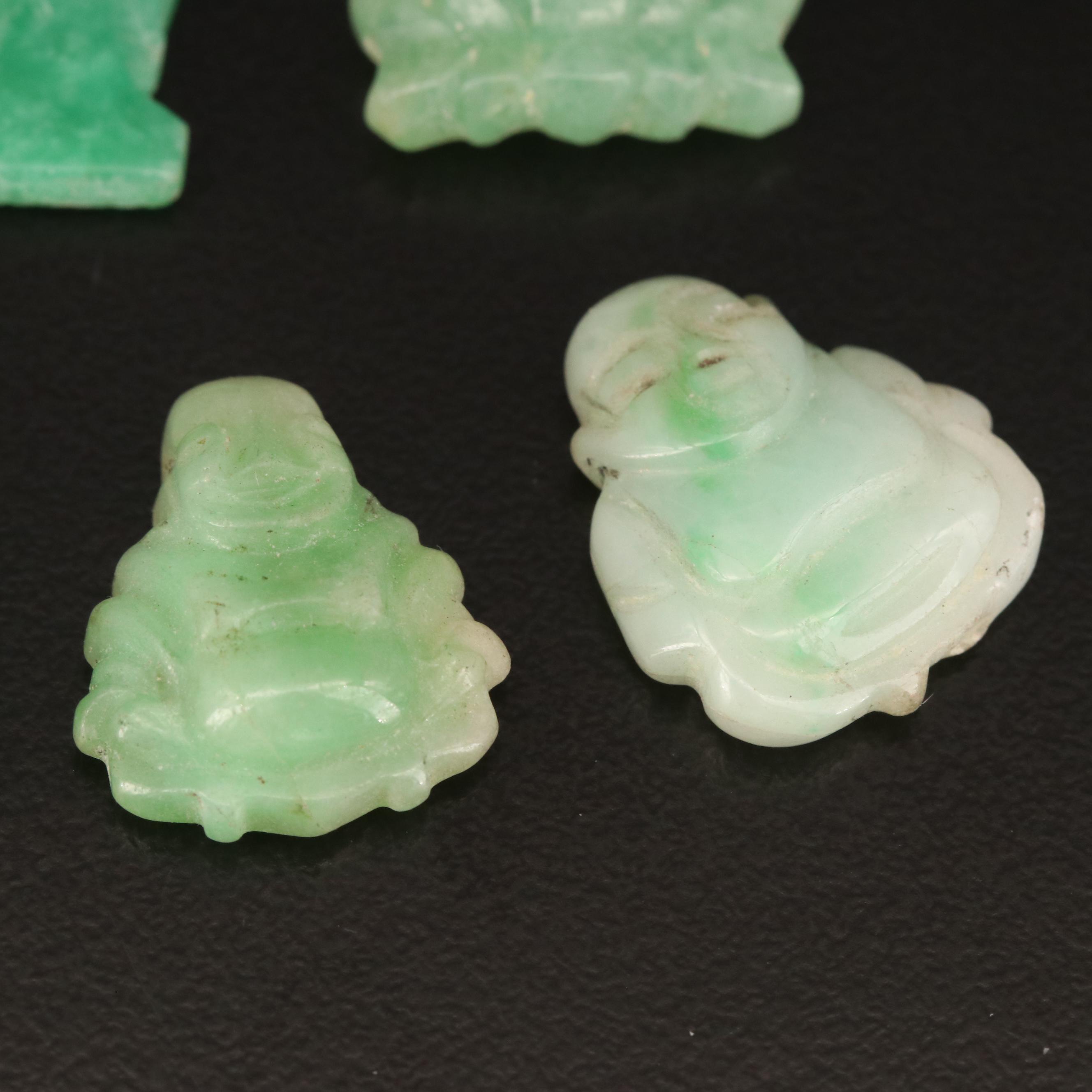 Loose Carved Jadeite Featuring Budai and Frog