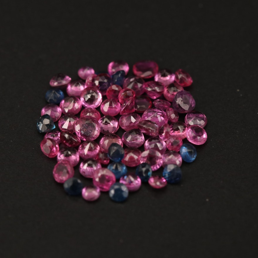 Loose 2.95 CTW Round Faceted Rubies and Sapphires