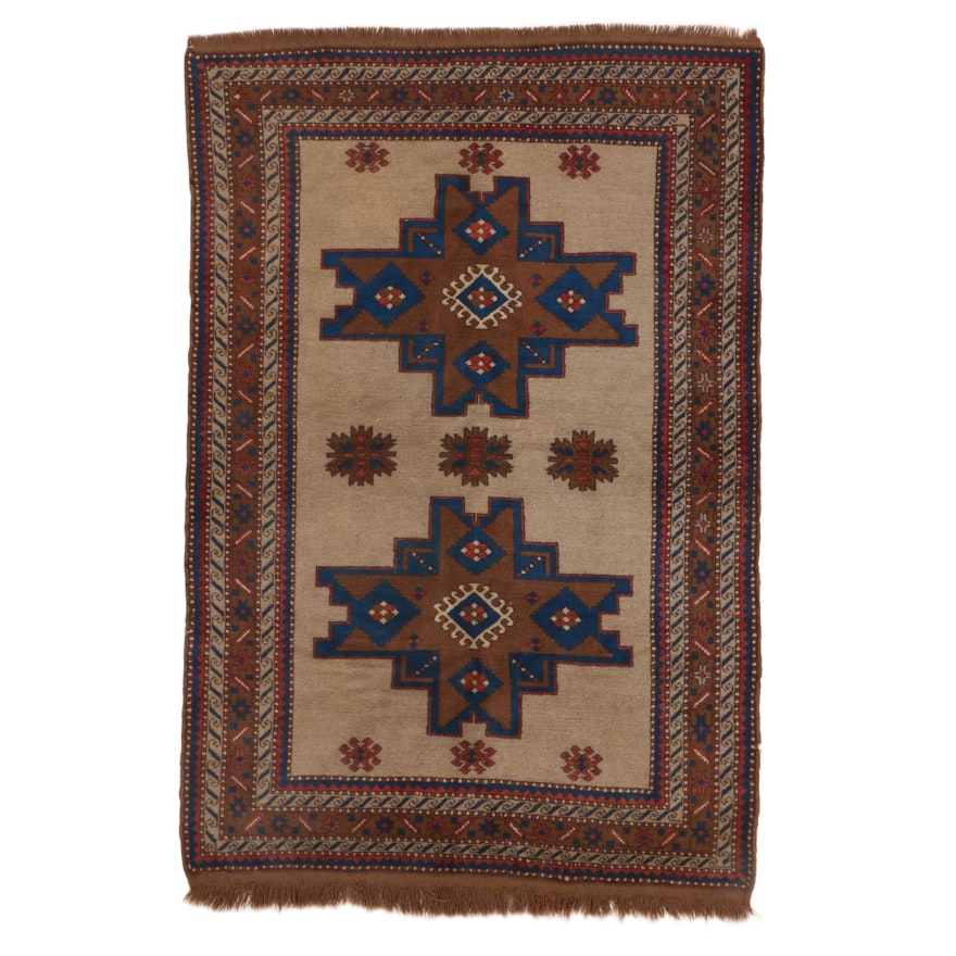 5'5 x 8'3 Hand-Knotted Turkish Village Rug, 1960s