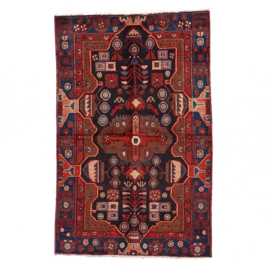 4'1 x 6'6 Hand-Knotted Persian Nahavand Area Rug