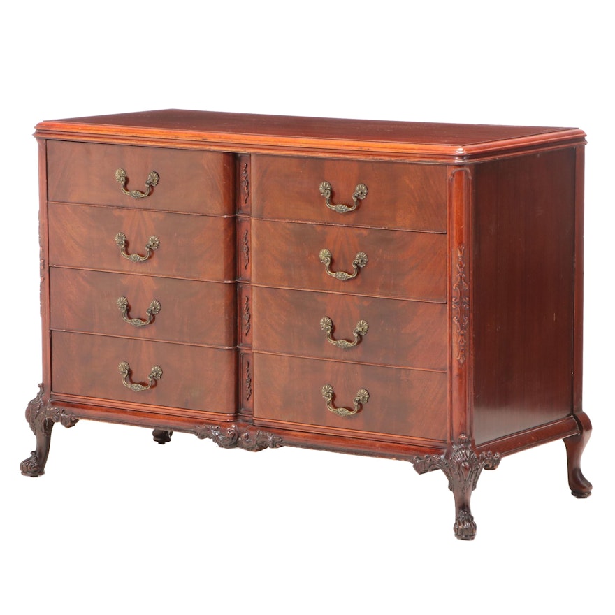 George II Style Mahogany 4 Drawer Chest, Mid-20th Century