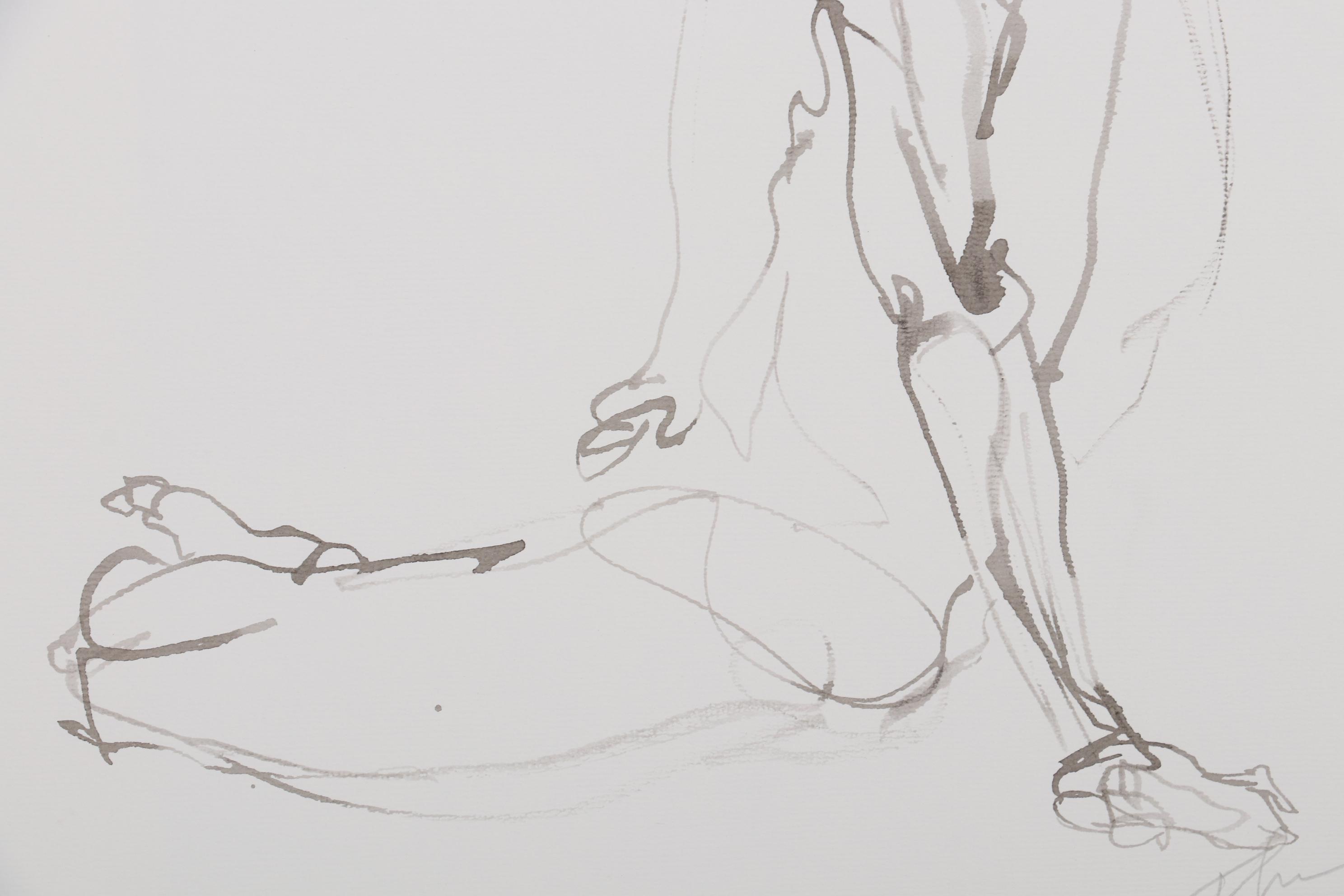 John Tuska Figural Ink Drawings, Mid to Late 20th Century