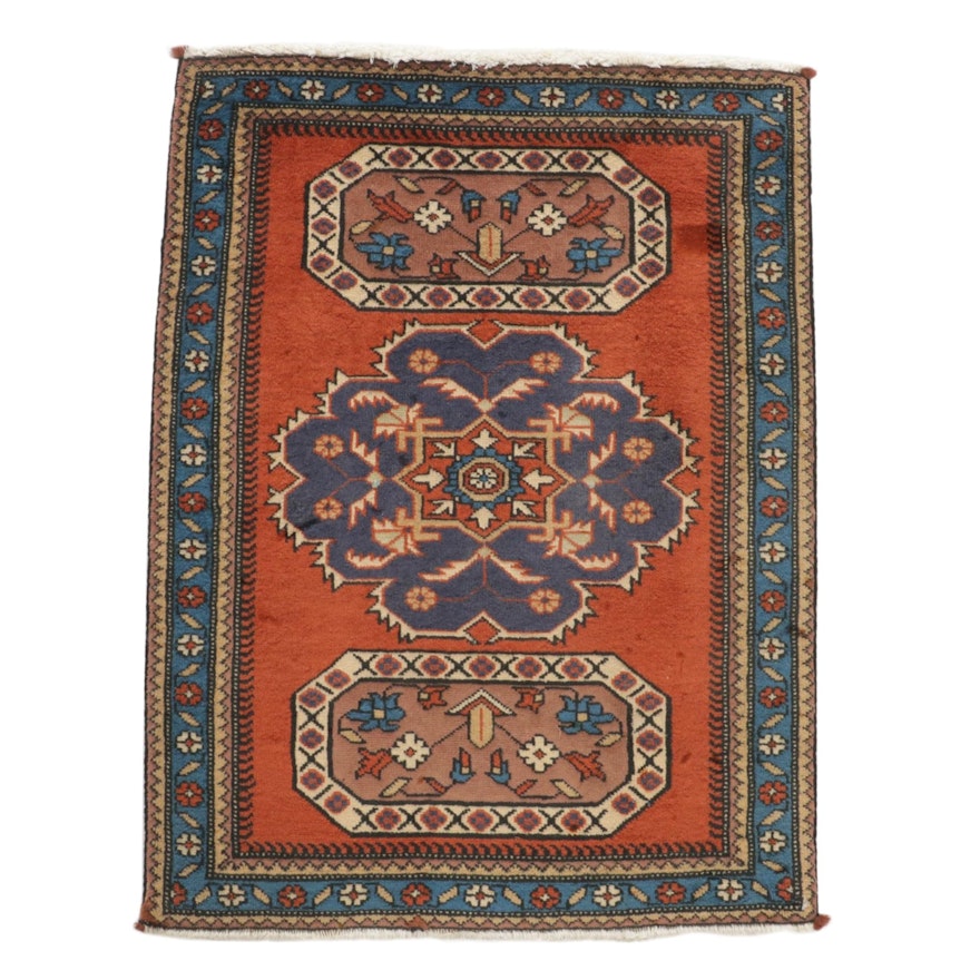 2'4 x 3'2 Hand-Knotted Persian Ardebil Rug, 1970s