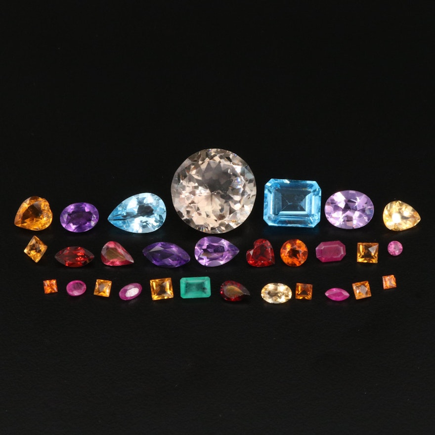Loose 42.53 CTW Gemstones Featuring Ruby, Citrine and Amethyst