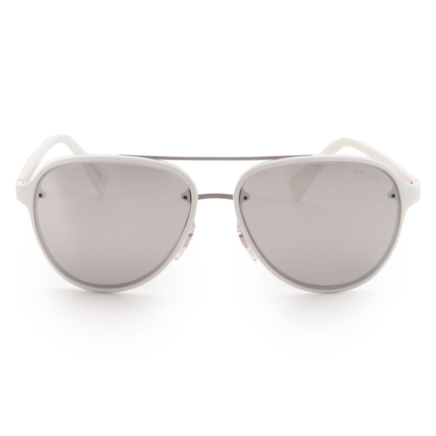 Prada Sport SPS 52S Mirrored White Pilot Sunglasses