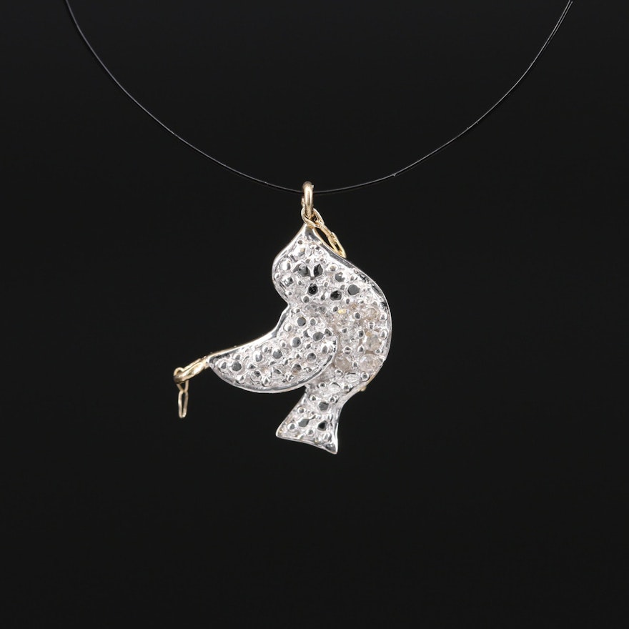 10K Diamond Dove Pendant